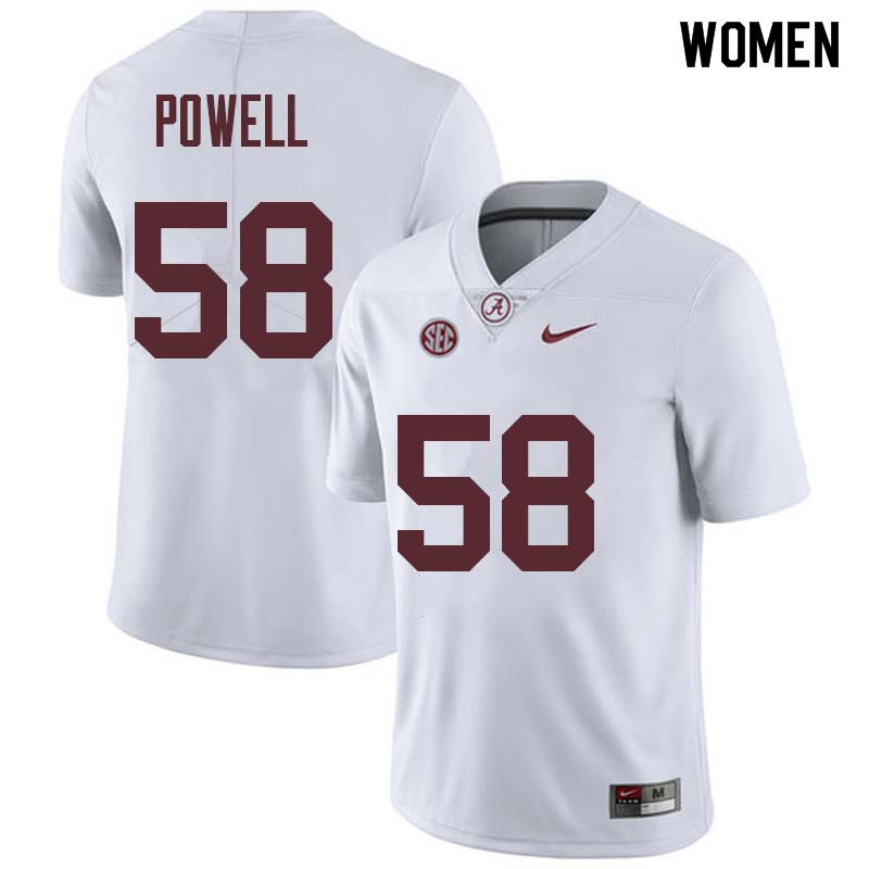 Alabama Crimson Tide Women's Daniel Powell #58 White NCAA Nike Authentic Stitched College Football Jersey IZ16H45EV